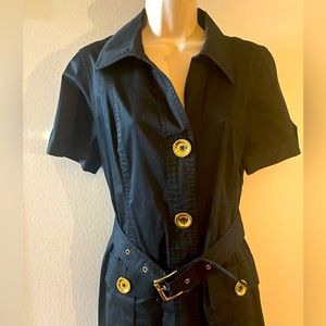 MICHAEL Michael Kors Black Shirt Dress with Gold Buttons